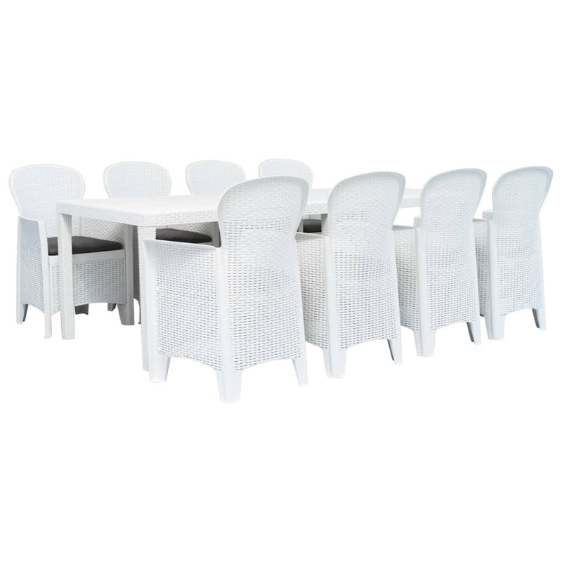 Delyth Square 4 - Person Dining Set with Cushions, White, 8