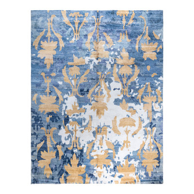 Overdyed One-of-a-Kind Rectangle 9'2" X 11'10" Hand Knotted Area Rug