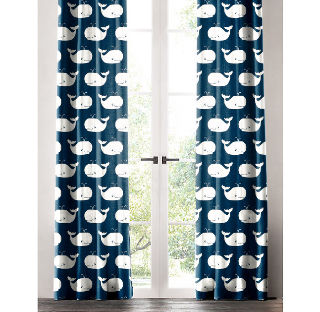  Panneau de rideau simple Whale Tale, l 50 po x L 108 po