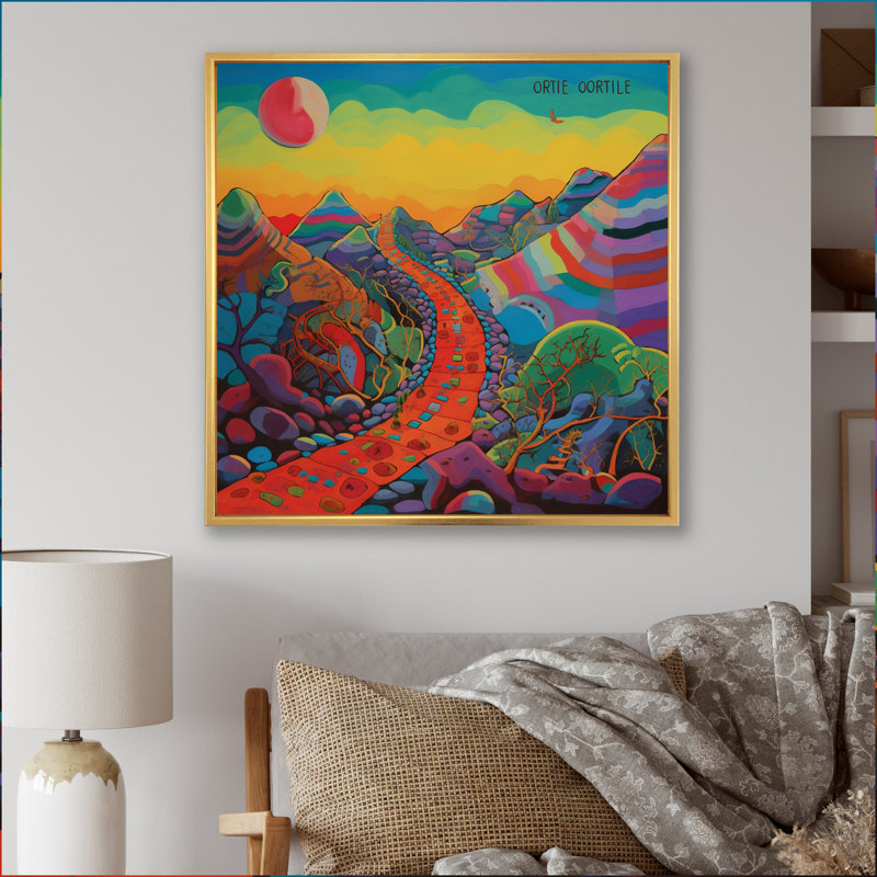 «The Obstacle Is Path Dreamy Rainbow Mountains», Cadre flottant doré, H 30 po x l 30 po x P 1 po