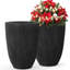 Ensemble de 2 pots à fleurs ronds noirs avec trou de drainage 19,09 "H-126258463