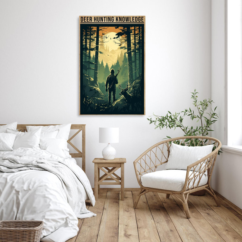 «Deer Hunting Connaissances», reproduction d'art graphique sur toile tendue, L 24 po x H 36 po
