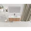 Meuble-lavabo mural 48 po avec lavabo en résine blanche et 3 portes à fermeture douce, emballage KD, contreplaqué, chêne imitation-1625005698
