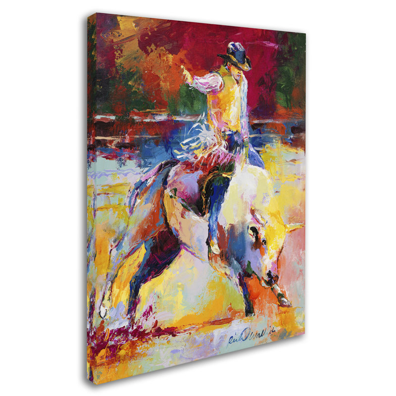 « rodeo », reproduction sur toile, H 19 po x l 14 po x P 2 po, Pas de tapis, Toile tendue
