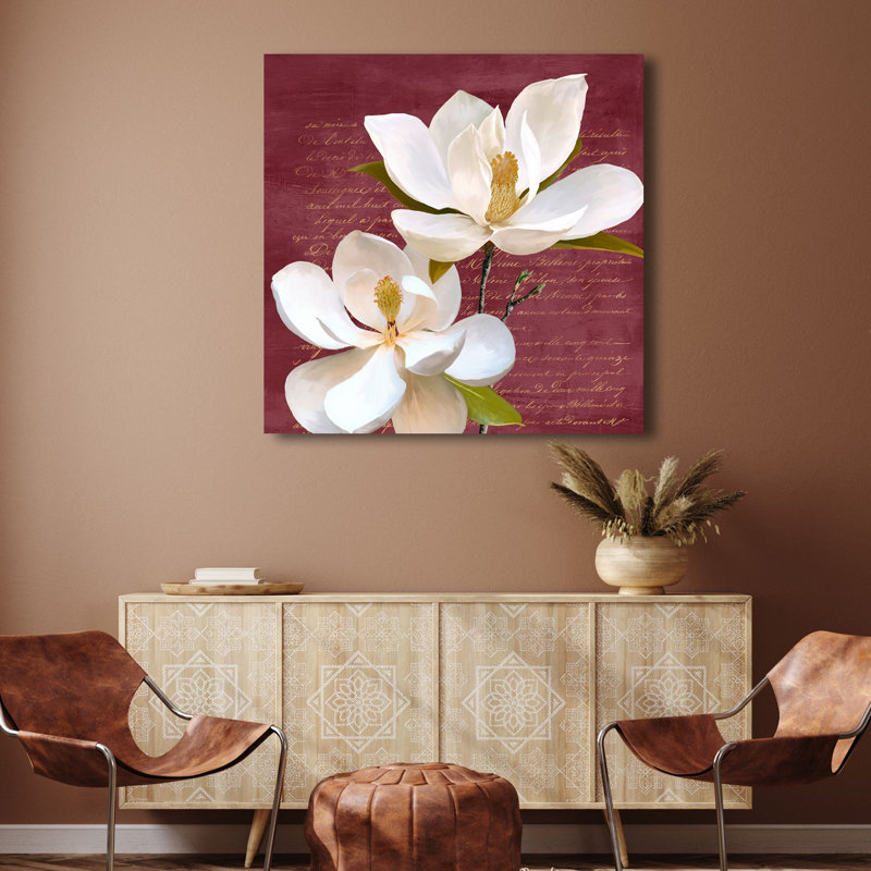 Burgundy Magnolia II - Wrapped Canvas Print, 70cm H x 70cm W x 4cm D