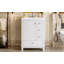 Meuble-lavabo 24 po avec lavabo et tiroirs, meuble-lavabo autoportant blanc avec plateau en céramique et tablettes de rangement, panneau de fibres à densité moyenne et base en bois massif, meuble-lavabo moderne pour petites salles de bain-116234261-116234260