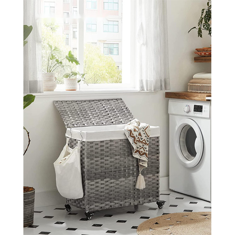 SONGMICS Laundry Basket, Handwoven Laundry Hamper, 140L Rattan