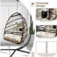 Folding Swing Egg Chair with Stand - Wicker Rattan, C-Type Bracket, Cushion, Pillow & Special Cup Holder