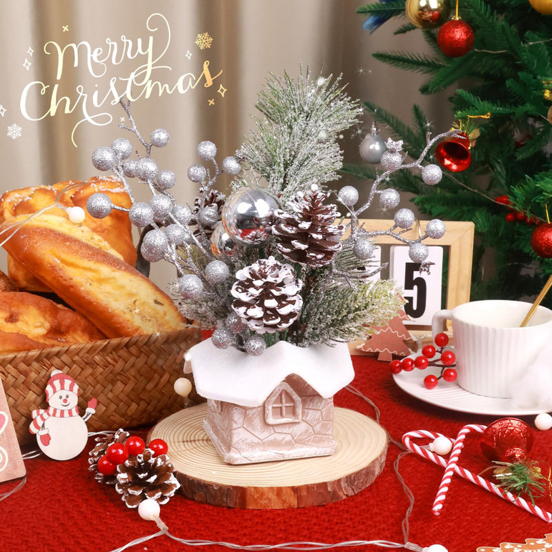 Tabletop Artificial Mini Christmas Tree, Silver