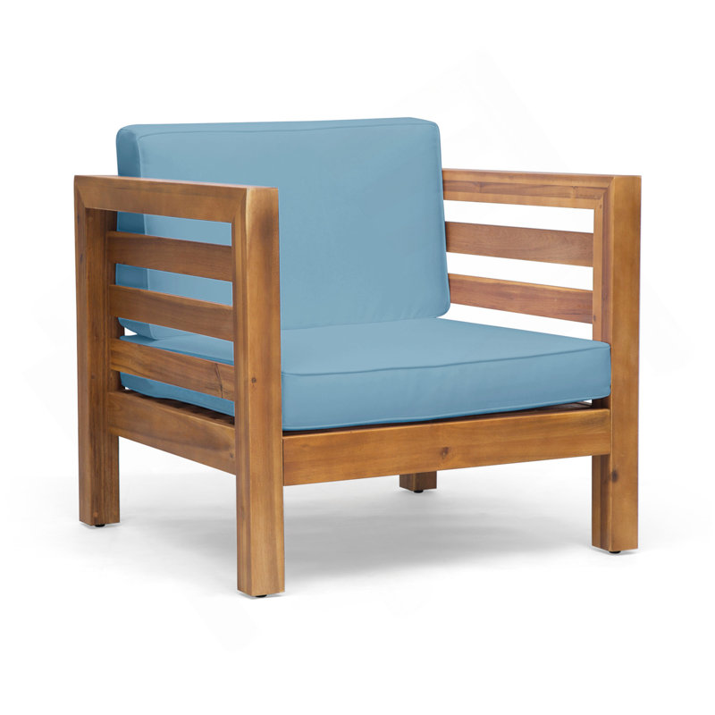 Oana Club Chair, Blue, Brown