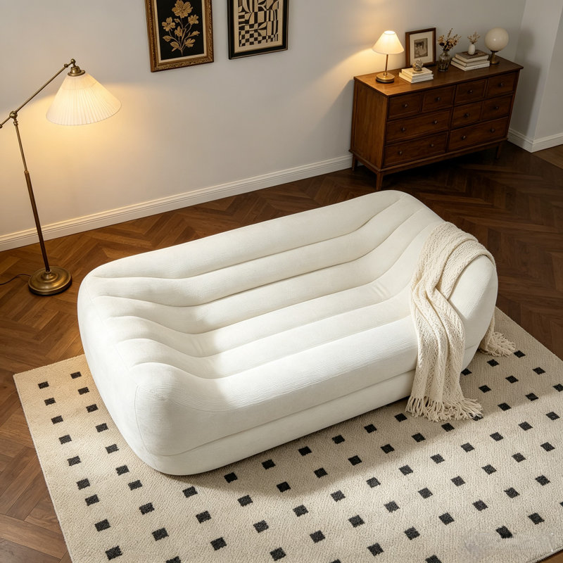 Canapé infonuagique sans cadre, large de 200 cm, canapé blanc moelleux à profil bas avec rembourrage moelleux, mobilier de salon moderne