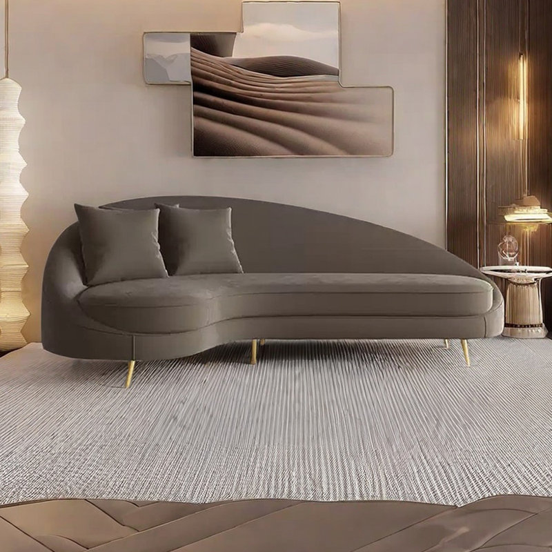 Canapé-lit Curved, Taupe, Orienté à gauche (vu de face)