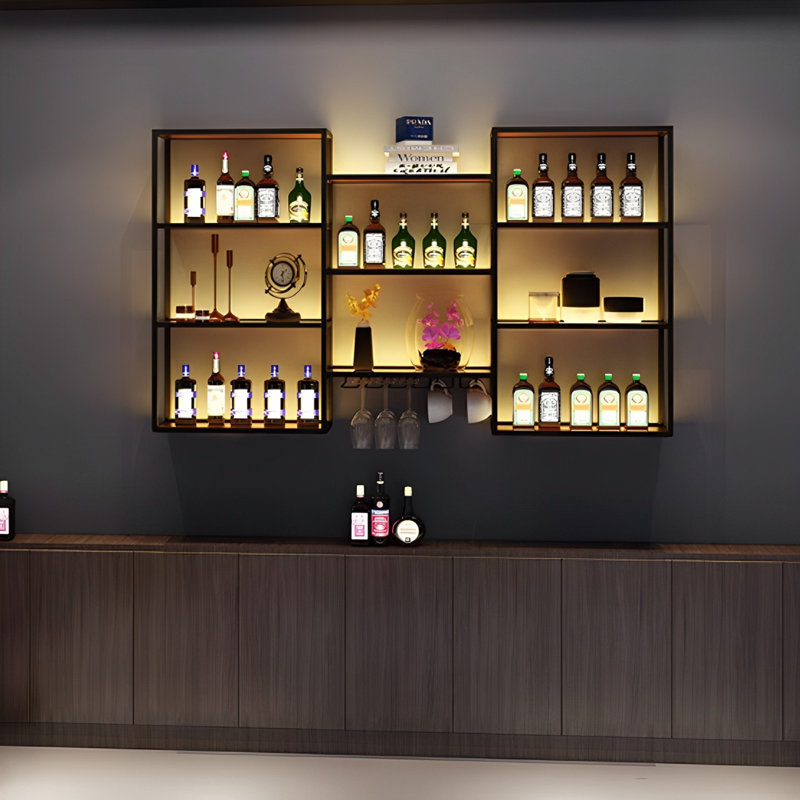 Simple multi-layer wall-mounted wine rack, 47.2" H x 78.7" W x 7.8" D