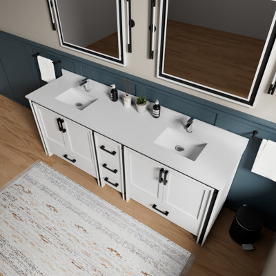 Ziva 84 in W x 22 in D Double Bath Vanity and Cultured Marble Top