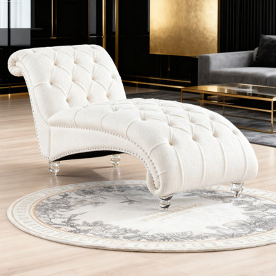 Tufted Armless PU Leather Chaise Lounge