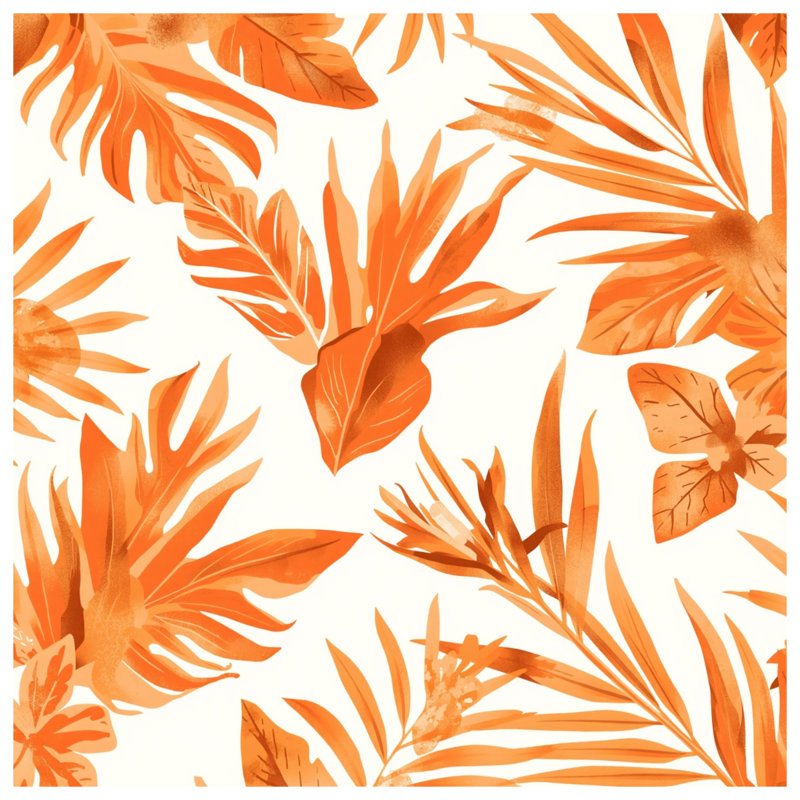 Édredon orange à feuilles tropicales, Twin