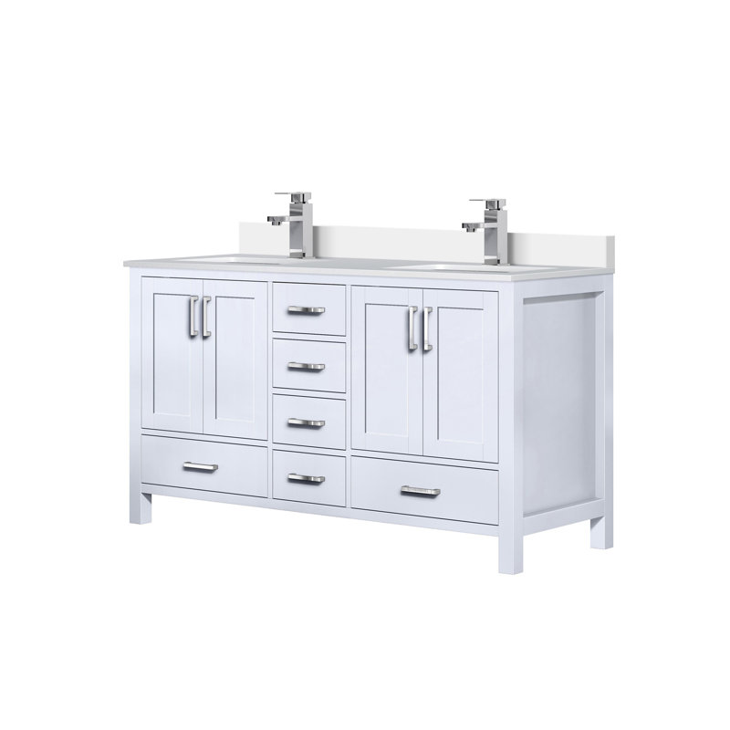 Jacques 80" Double Bathroom Vanity Set, White, White Cultured Marble
