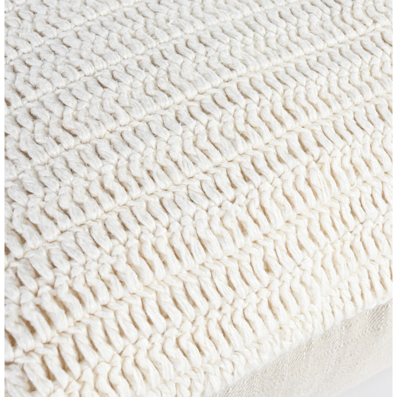 Marcie Square Pillow Cover & Insert, Square 22", Ivory
