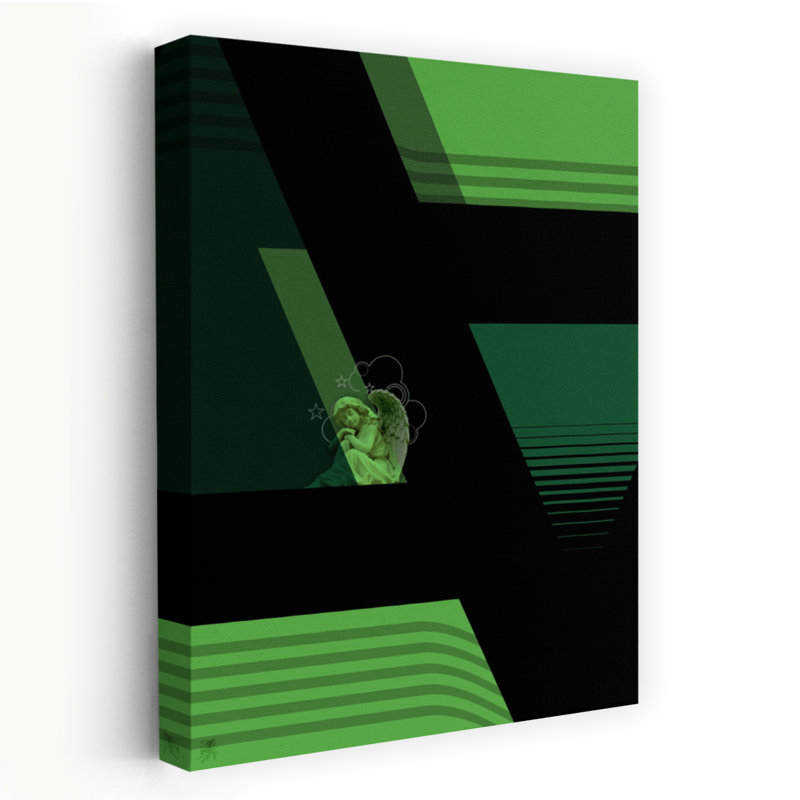 Angel'S Green Solace Abstract Classic Ethereal Wall Art Print 1 Piece Wrapped Canvas Wall Art, 91.44cm H x 60.96cm W