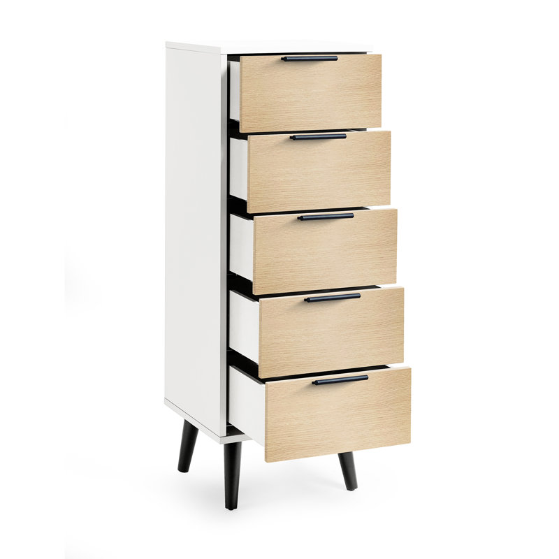 Mamani 45cm W 5 - Drawer Chest of Drawers,  White/Oak