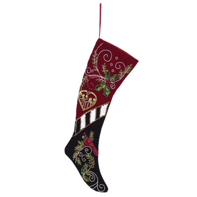 Berry Cardinal Stocking  - 25 Inches