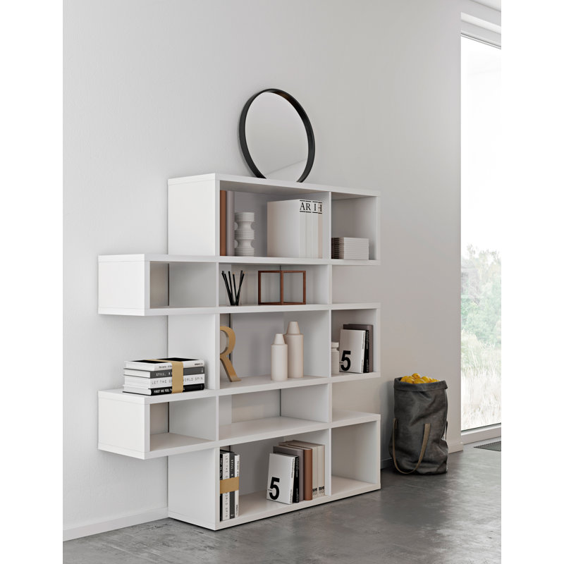 Geometric Bookcase, Matte White
