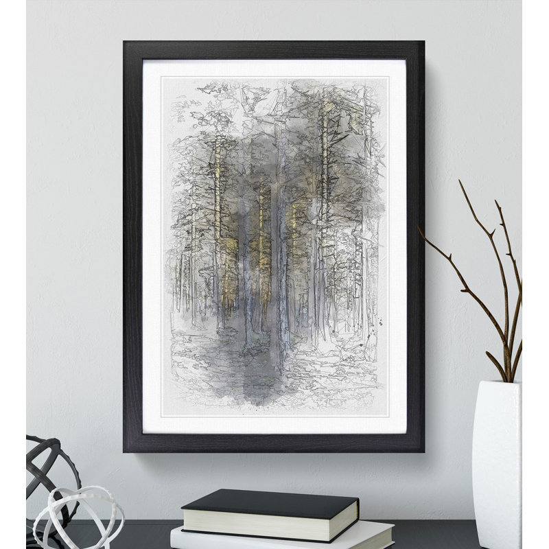 Sunlight Forest Vol.3 Sketch - Framed Print, 90cm H x 65cm W x 2cm D, Black