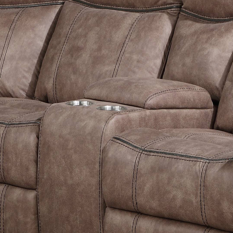 Everwell Sectional Sofa With 2 Cup Holder, Brown Velvet