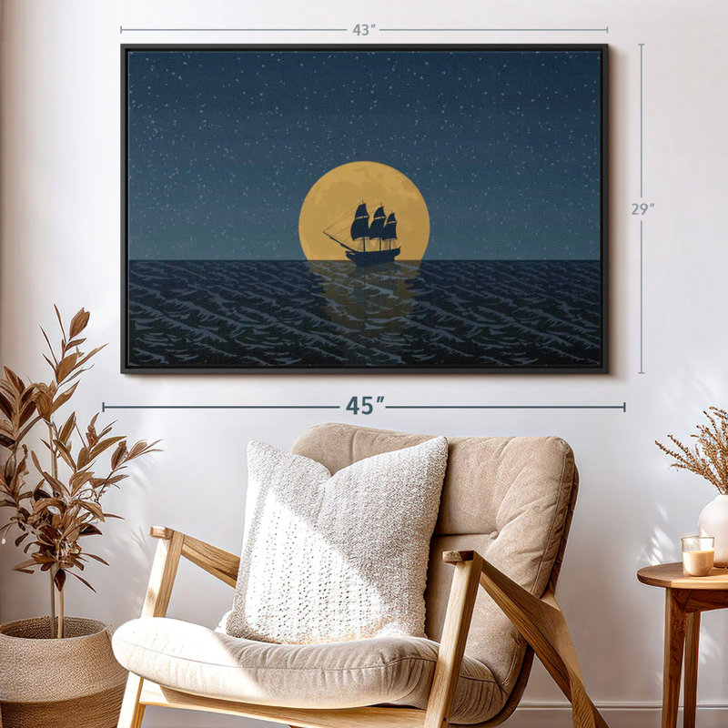 Pirate Ship Silhouette Canvas Print, 29" H x 43" W