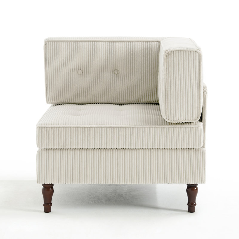 Tufted Corduroy Modular Armchair, Beige