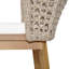 Tabourets de bar d'extérieur en bois d'acacia (ensemble de 2), chaises de bar à hauteur de teck avec coussin beige et dossier en osier brun clair, tabourets à hauteur de comptoir pour patio, bord de piscine, îlot de cuisine