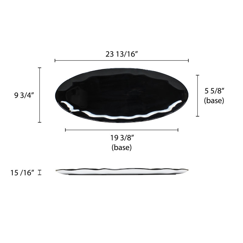 Plateau en mélamine ovale Brookford, H 0,94 po x l 24 po x P 10 po