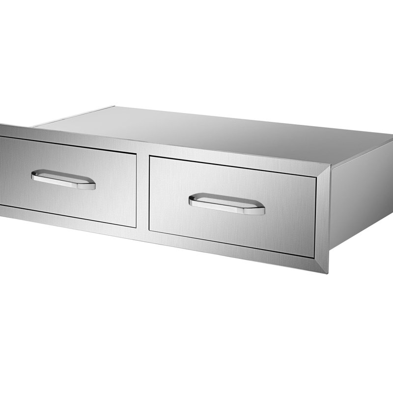 Tiroirs pour îlot de barbecue extérieur, 75 cm (l) x 25 cm (h) x 50 cm (p), doubles tiroirs horizontaux, coulisse fluide et construction coulissante haut de gamme