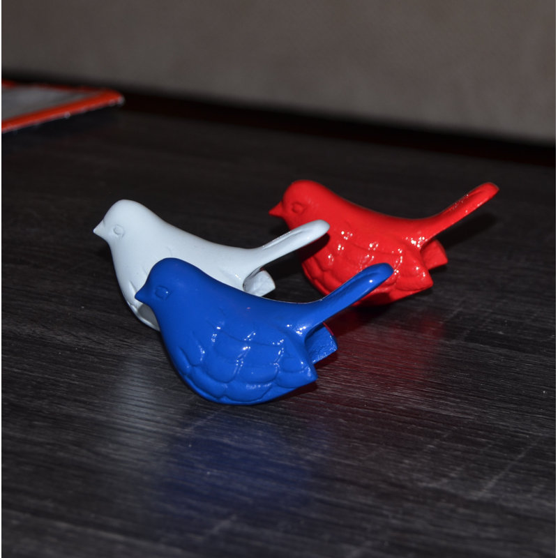 Figurine oiseau, Bleu / Rouge / Blanc