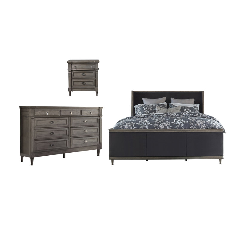 Ensemble de chambre à coucher 3 pièces avec commode Alamo, Grand
