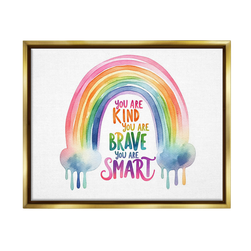 «Modern Inspirational Rainbow» par Amanda Greenwood sur, H 17 po x l 21 po, Cadre flottant métallique doré