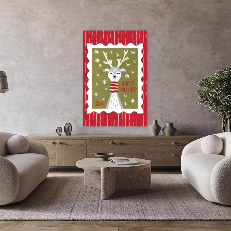 Holly Jolly Mail II, art animalier abstrait contemporain, H 48 po x l 32 po