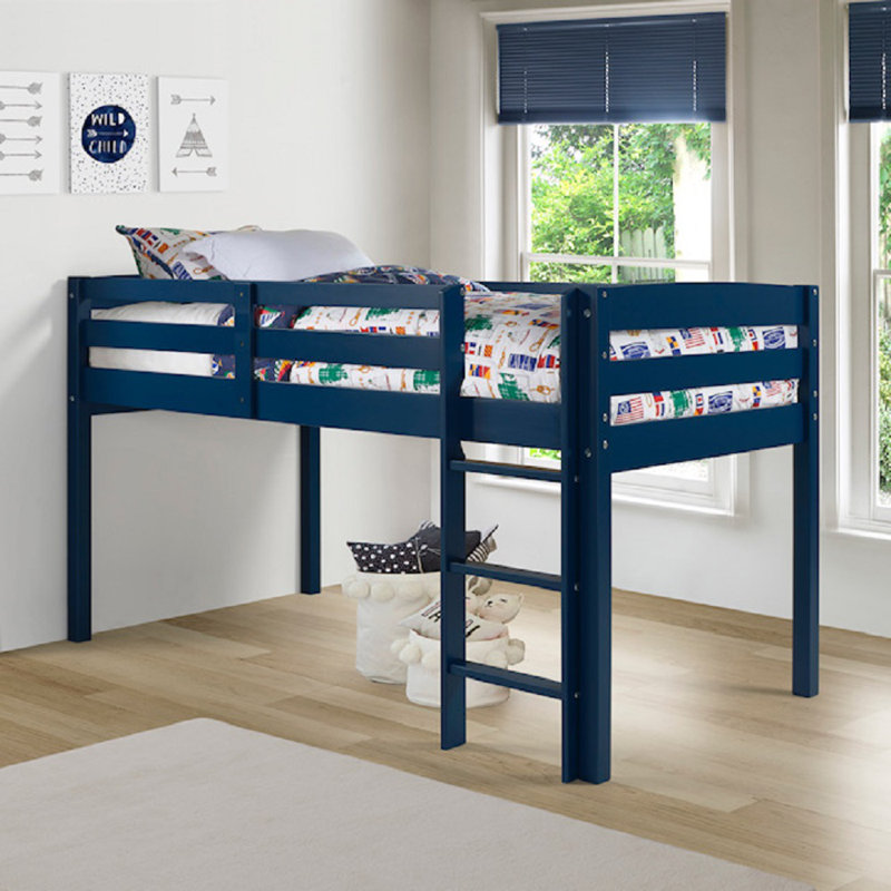 Lit mezzanine en bois massif Alique par Mack & Milo, Simple, Bleu