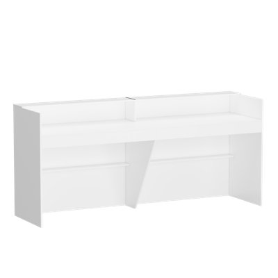 220cm Wide 2-Person Reception Desk with 2 Drawers - Modern Office Counter Storage - White