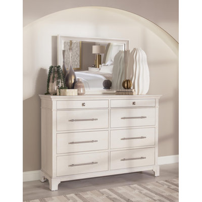 Dresser (8 Drawers, Felt Lined Top Drawers, Cedar Lined Bottom Drawers, Jewelry Tray In Top RSF Drawer, Hidden Jewelry Storage In RSF Side Panel, Power with  2 Outlets, 1 USB, and 1 USB-C)
