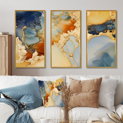 «Brown Luxury Abstract Fluid Art II», ensemble d'impressions murales abstraites à encre liquide