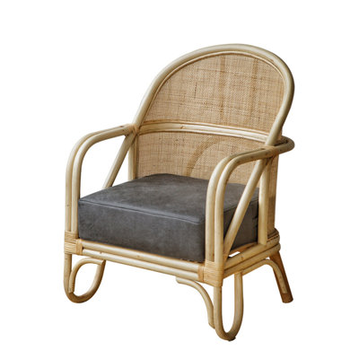 Japanese rattan single seat sofa bench