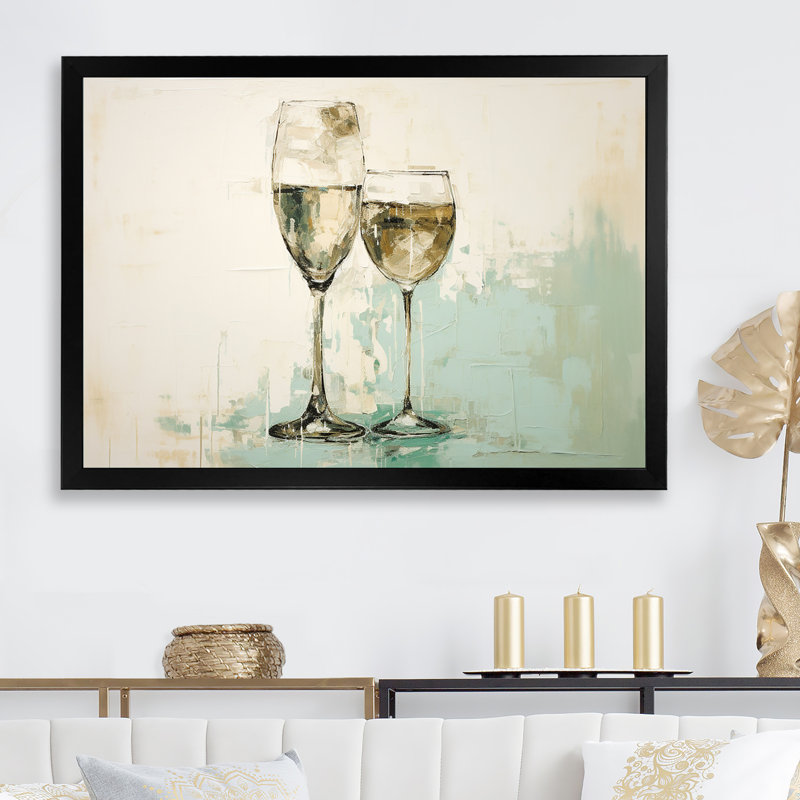 «Green Champagne Glass Sips Simplicity - Wine & Champagne», reproduction d'art sur toile, H 24 po x l 32 po x P 1 po