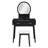 3Pc Vanity Table And Stool Set Built-In Led-Lit Mirror Matching Cushioned Stool Gold-Accented Handles Wooden Home Furniture Black-1108997107