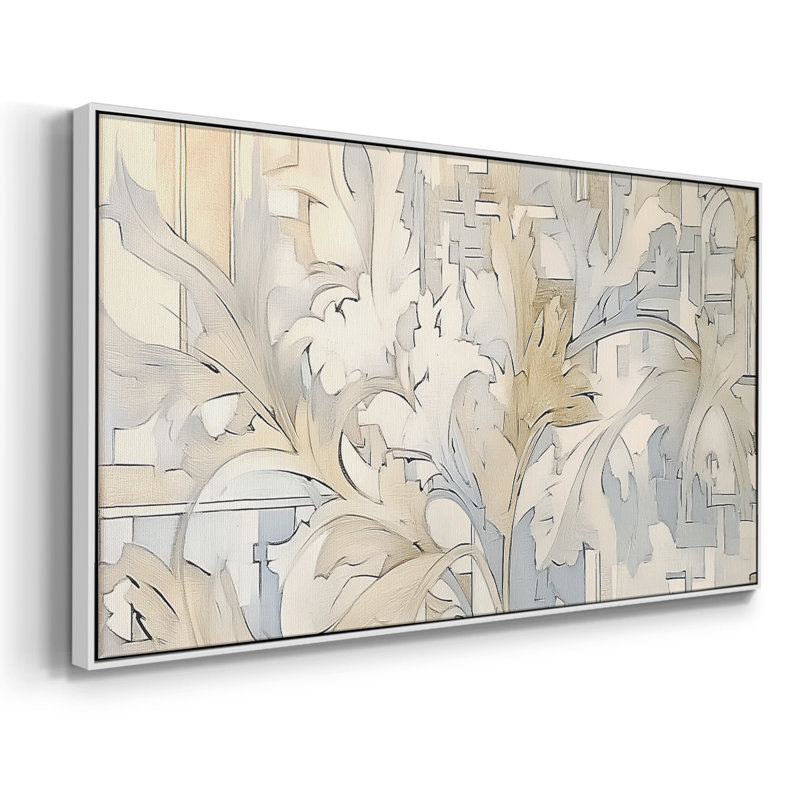 Série abstraite - XXVII - Toile tendue avec châssis encadré - Prêt à être accroché, H 17 po x l 33 po, Blanc
