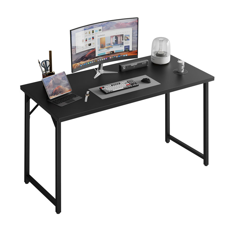100 Cm Computer Desk, Adjustable Feet,, Black