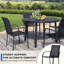 Ensemble de salle à manger 5 pièces pour l'extérieur, table ronde en métal avec 4 chaises noires, table de patio noire avec trou de parasol pour jardin, cour, patio-481296152