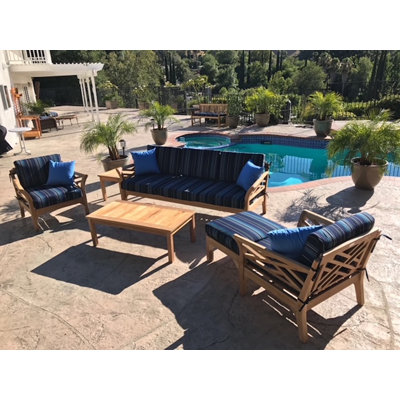 Teak 5 - Person Patio Conversation Sets with Cushions