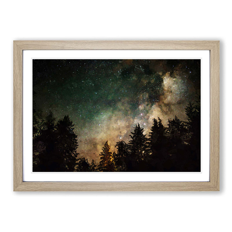 Milky Way Above the Treetops in Abstract - Picture Frame Graphic Art Print, Oak Framed, 62cm H x 87cm W x 2cm D