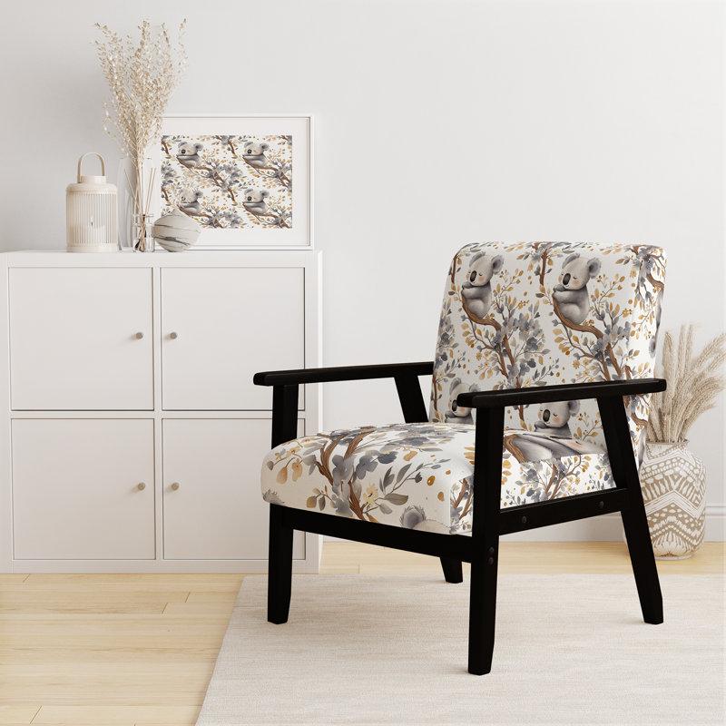 Chaise d'appoint pour enfants - Sleepy koala en Australie, fauteuil gris, Accoudoirs carrés noirs